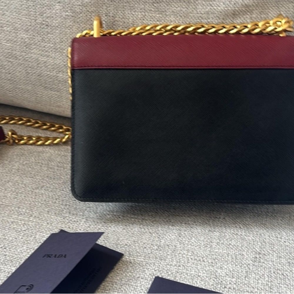 Prada Maroon Leather Crossbody Bag with Gold Chain - Picture 4 of 7